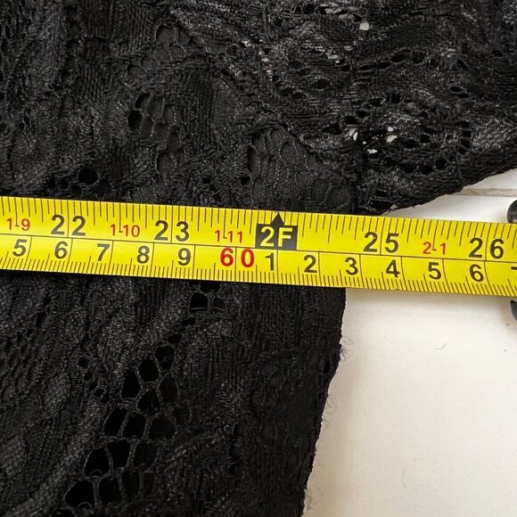 Black Lace Cocktail Party Event Dress Plus‎ Size 4XL Sheer Flare Sleeve Romantic - Picture 8 of 10